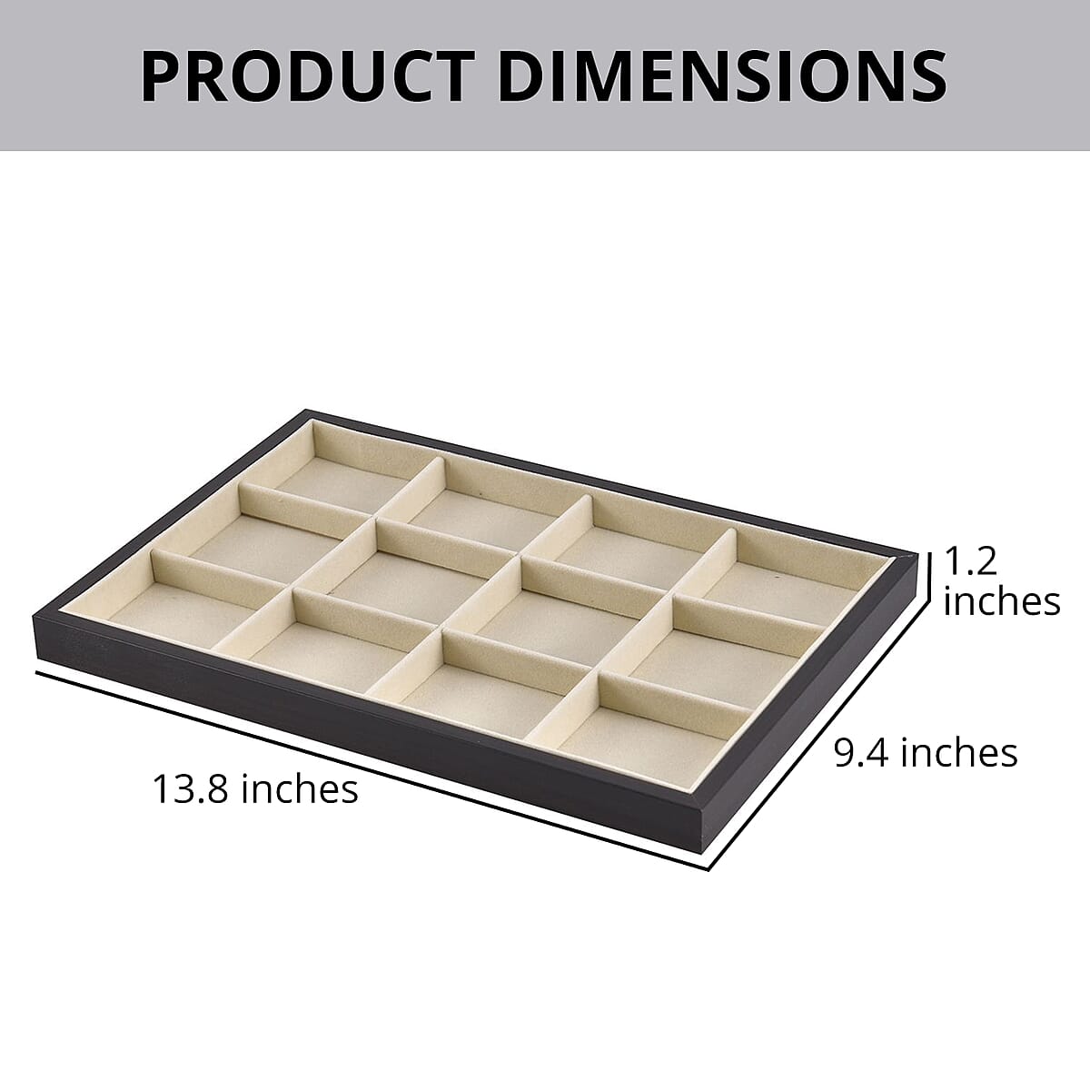 Cream Velvet Removeable 12 Section Tray with Rosewood Frame image number 3