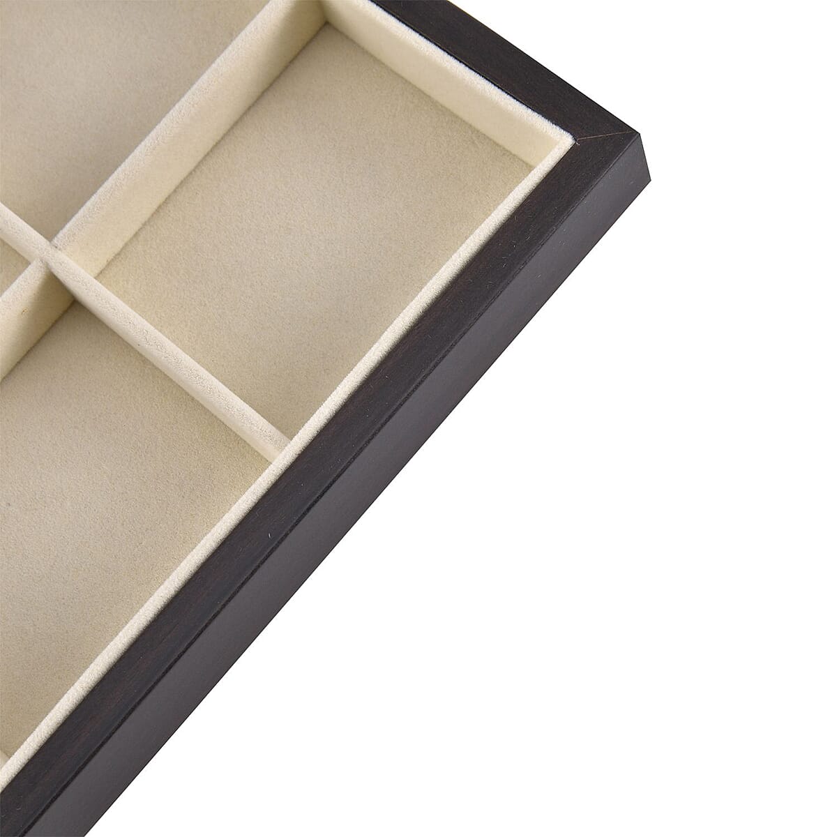 Cream Velvet Removeable 12 Section Tray with Rosewood Frame image number 4