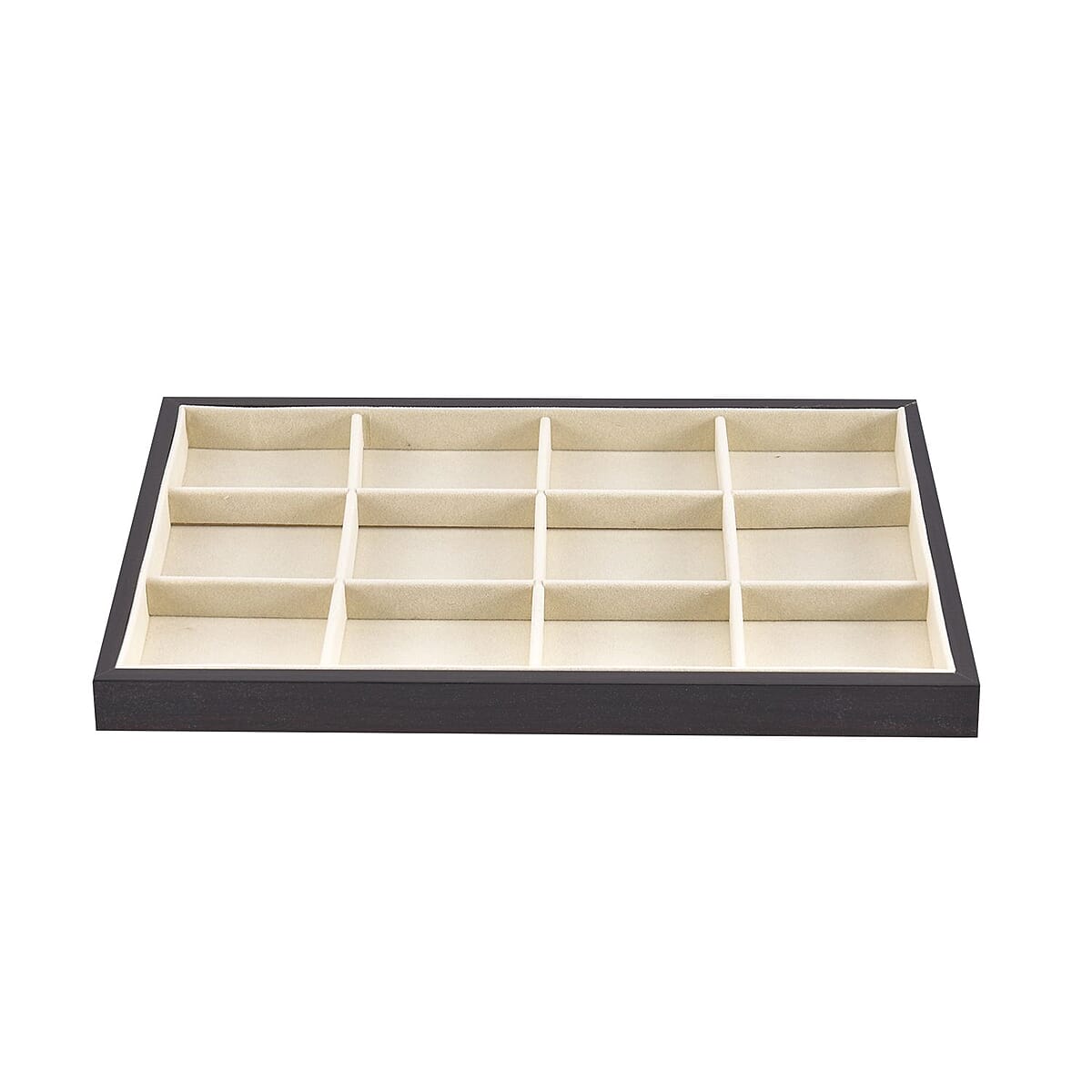 Cream Velvet Removeable 12 Section Tray with Rosewood Frame image number 6