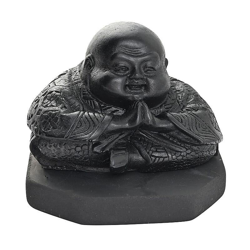 Chinese Buddha Shungite Figurine 1200.00ctw, Home Decor Figurine, Decorative Figurine, Living Room Decor