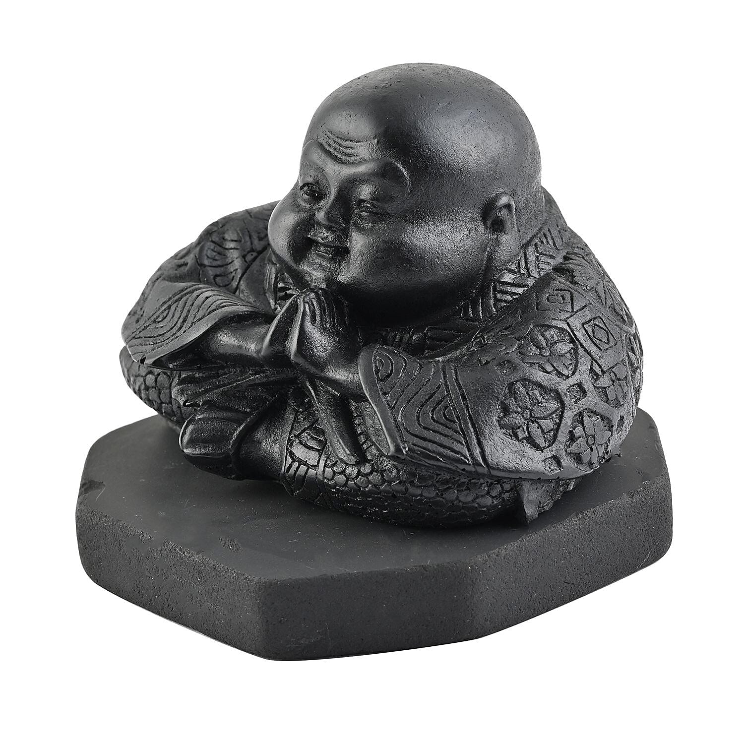 Chinese Buddha Shungite Figurine 1200.00ctw, Home Decor Figurine, Decorative Figurine, Living Room Decor