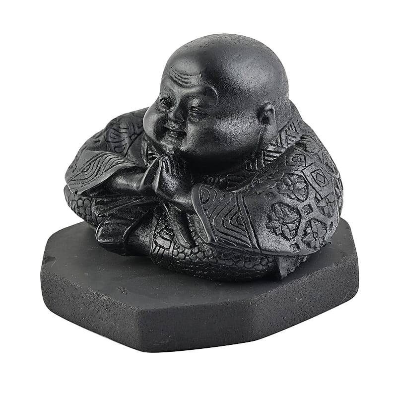 Chinese Buddha Shungite Figurine 1200.00ctw, Home Decor Figurine, Decorative Figurine, Living Room Decor