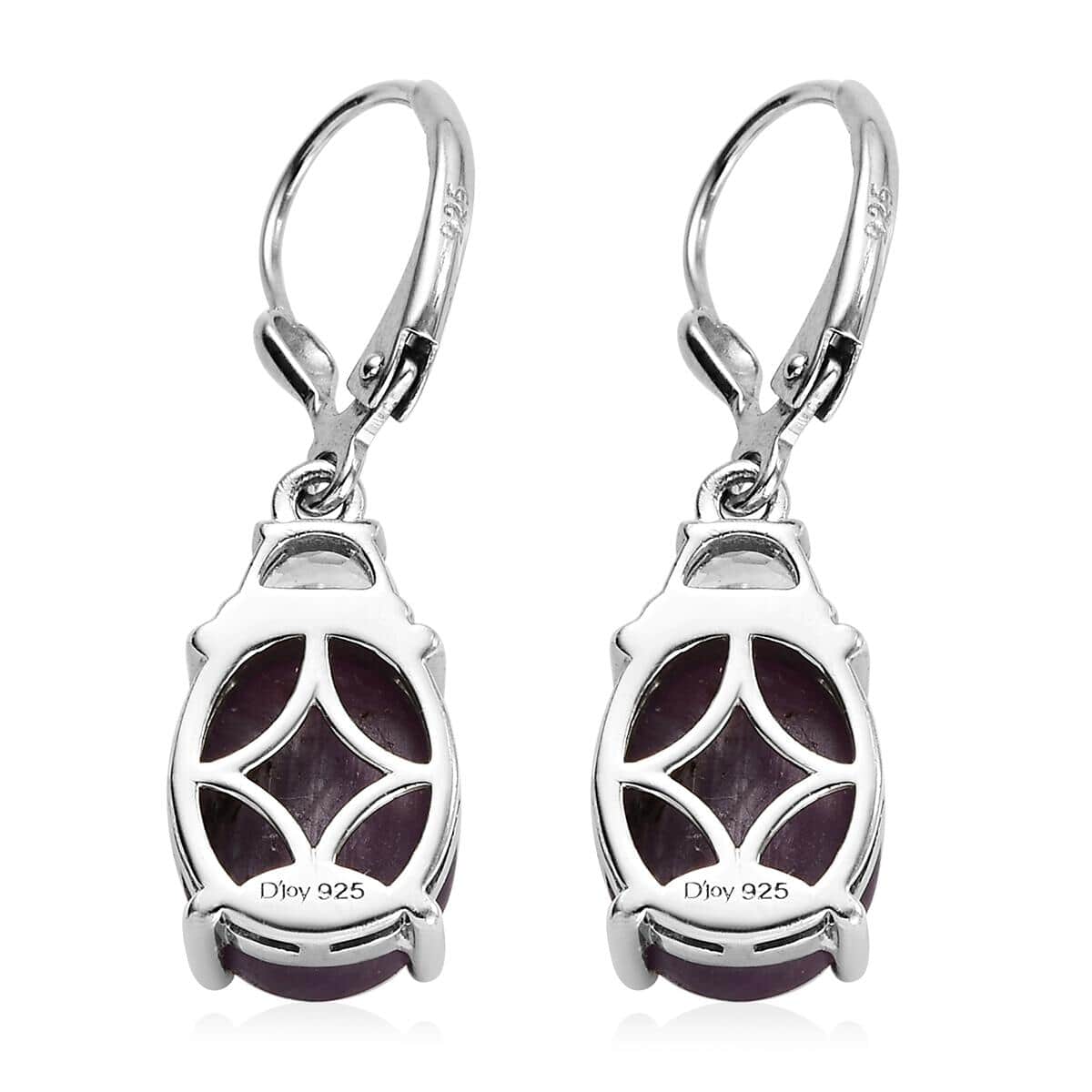Indian Star Ruby and Natural White Zircon Lever Back Earrings in Platinum Over Sterling Silver 13.90 ctw image number 4