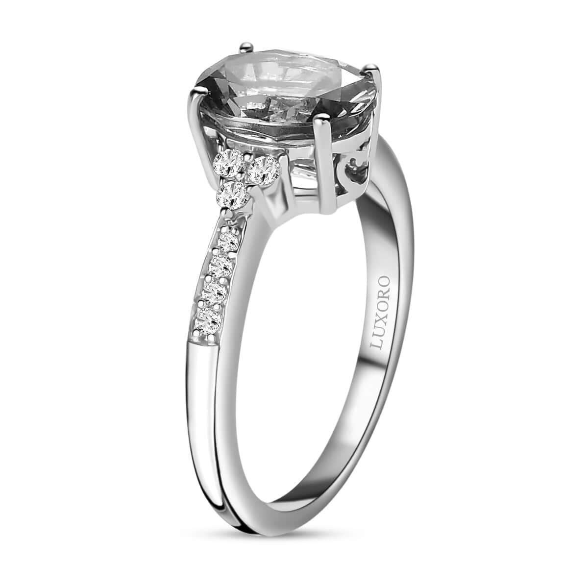 Luxoro 10K White Gold Concave Cut Premium Tanzanite and Diamond Ring (Size 10.0) 2.10 ctw image number 3