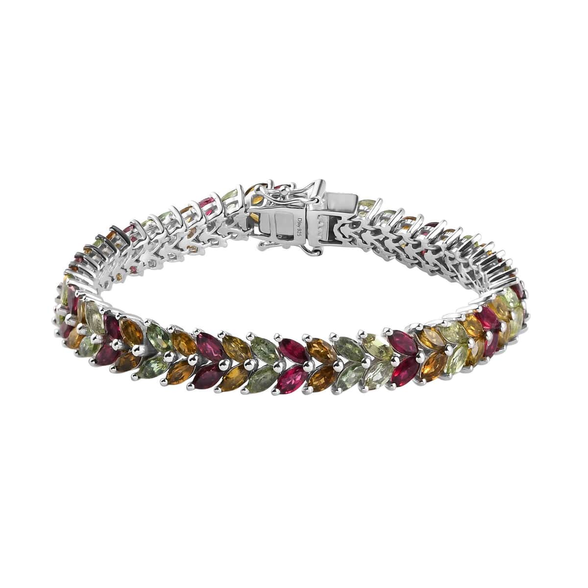 Multi-Tourmaline  Bracelet (Size - 6.5) in Platinum Overlay Sterling Silver 13.16 ctw image number 0