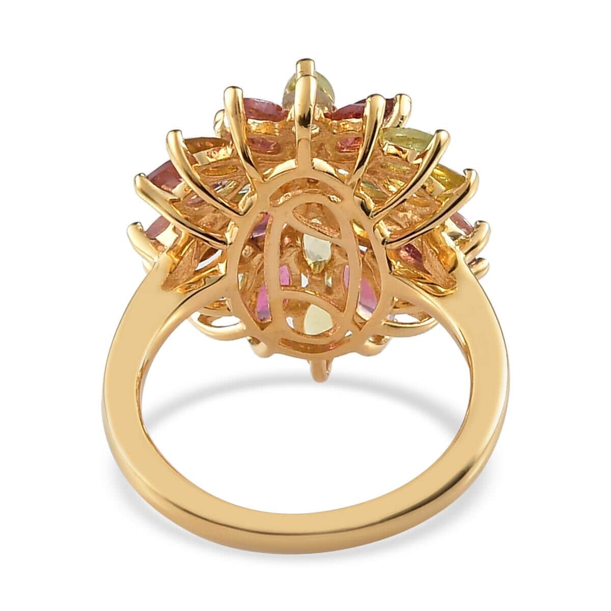 Multi-Tourmaline Floral Spray Ring in Vermeil Yellow Gold Over Sterling Silver (Size 6.0) 3.00 ctw image number 4