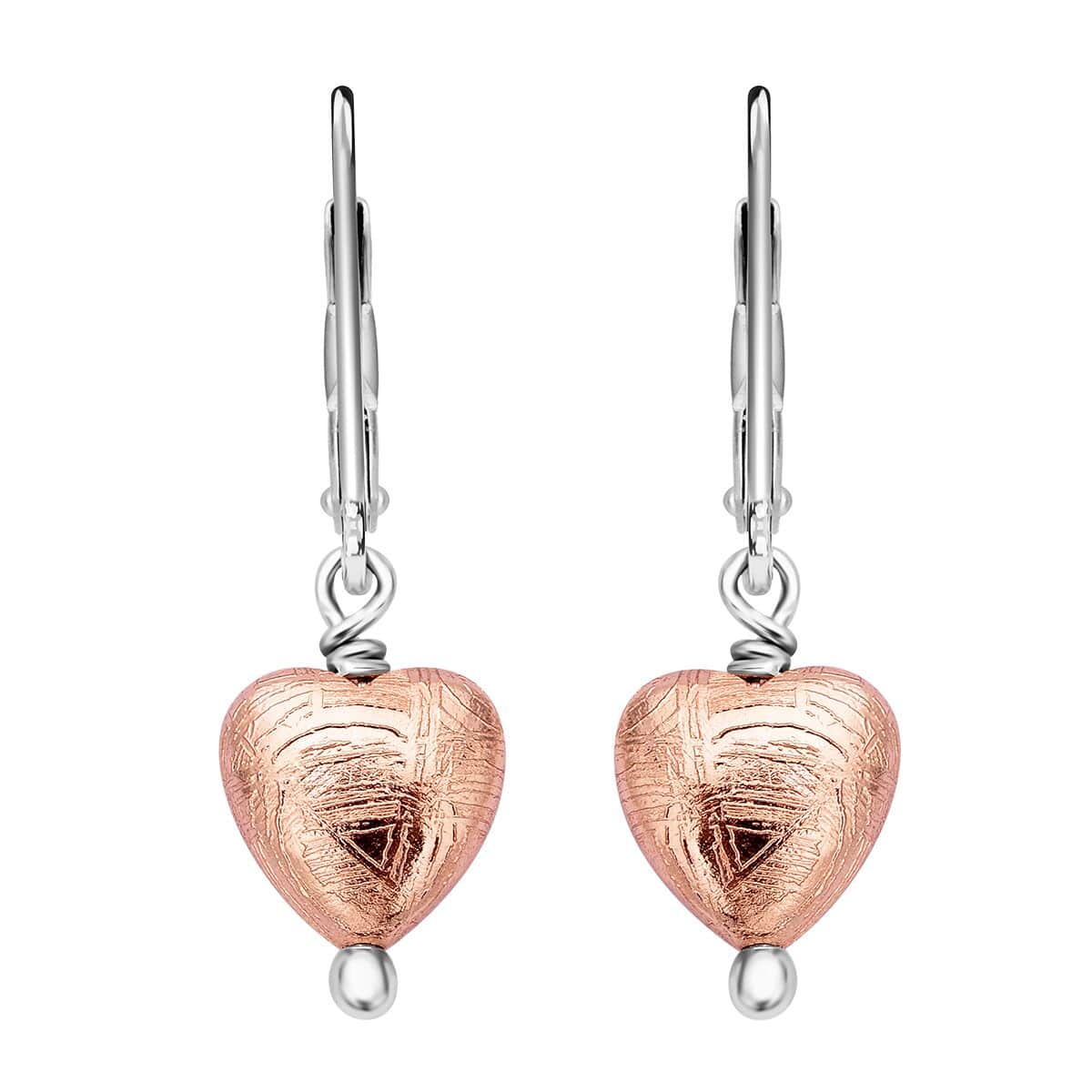 Marvelous Meteorites Lever Back Heart Earrings in Rhodium Over Sterling Silver image number 0