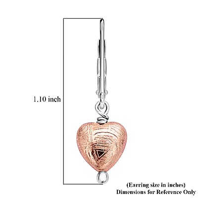 Marvelous Meteorites Lever Back Heart Earrings in Rhodium Over Sterling Silver
