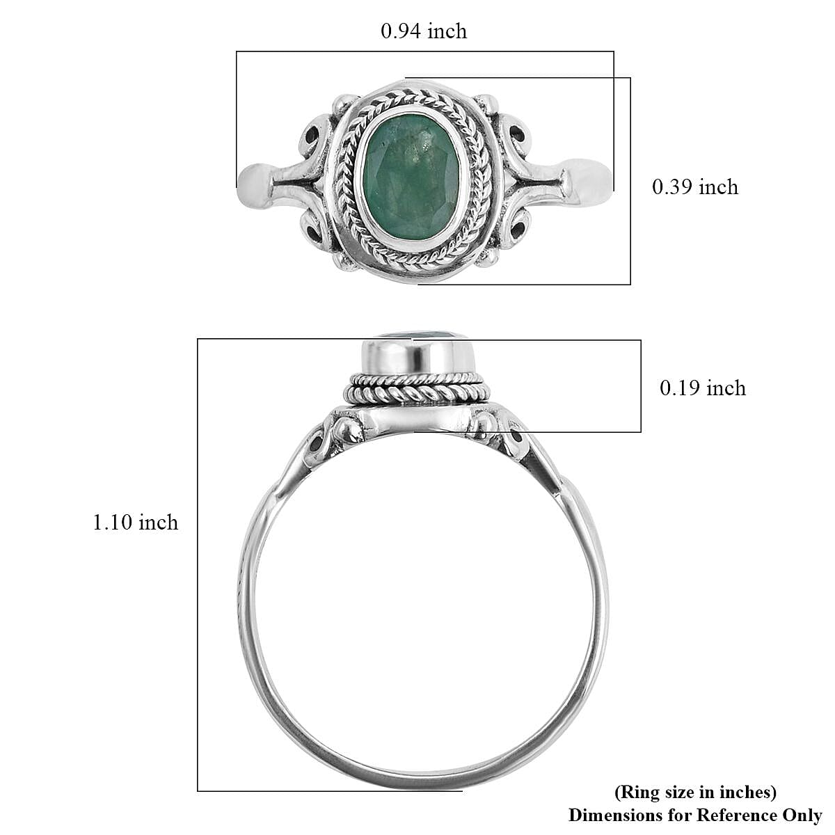 BALI LEGACY Socoto Emerald Ring in Sterling Silver (Size 10.0) 1.50 ctw image number 5