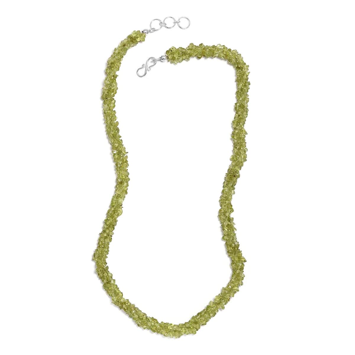 Peridot Chips Twisted Necklace 20 Inches in Platinum Over Sterling Silver 200.00 ctw image number 0