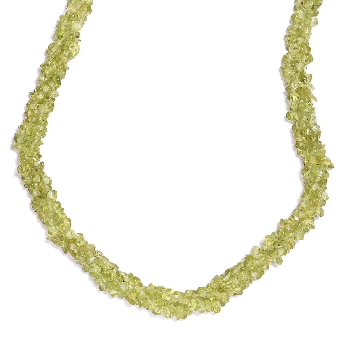 Peridot Chips Twisted Necklace 20 Inches in Platinum Over Sterling Silver 200.00 ctw image number 4