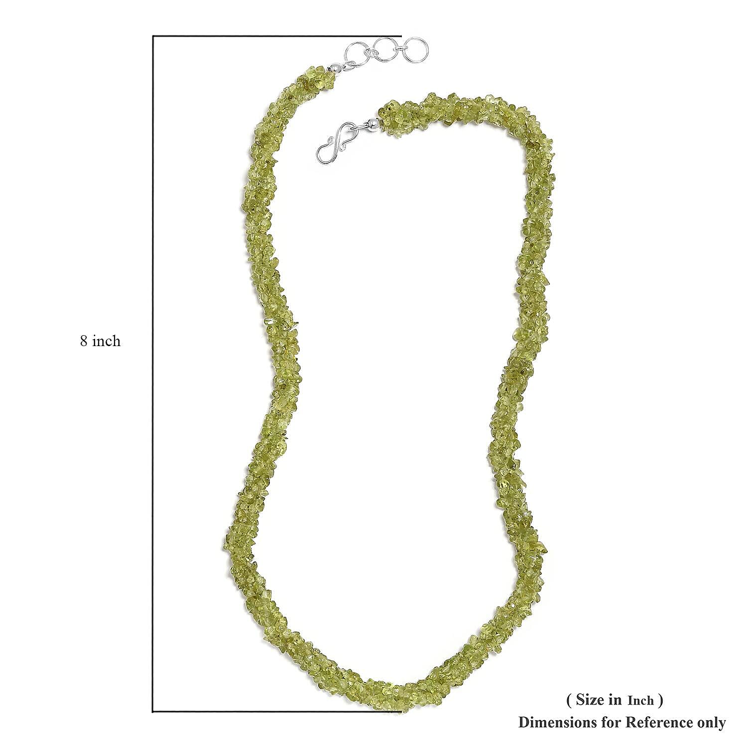 Peridot Chips Twisted Necklace 20 Inches in Platinum Over Sterling Silver 200.00 ctw