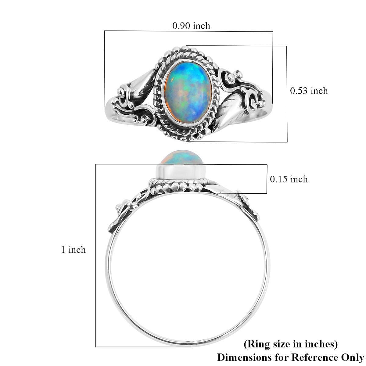 Bali Legacy Ethiopian Welo Opal Ring in Sterling Silver (Size 8.0) 0.85 ctw image number 5