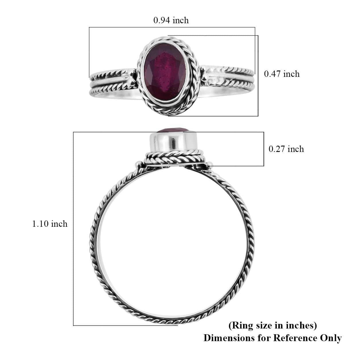 Bali Legacy Niassa Ruby (FF) Solitaire Ring in Sterling Silver (Size 10.0) 1.00 ctw image number 5