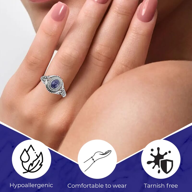 Bali Legacy Tanzanite Solitaire Ring in Sterling Silver Ring, Tanzanite Jewelry, Gifts For Her 1.50 ctw {Size 5.0)