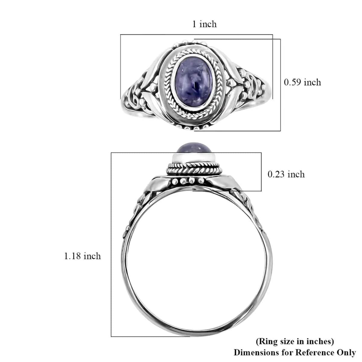 Mother’s Day Gift Bali Legacy Tanzanite Solitaire Ring in Sterling Silver Ring, Tanzanite Jewelry, Gifts For Her 1.50 ctw {Size 5.0) image number 5