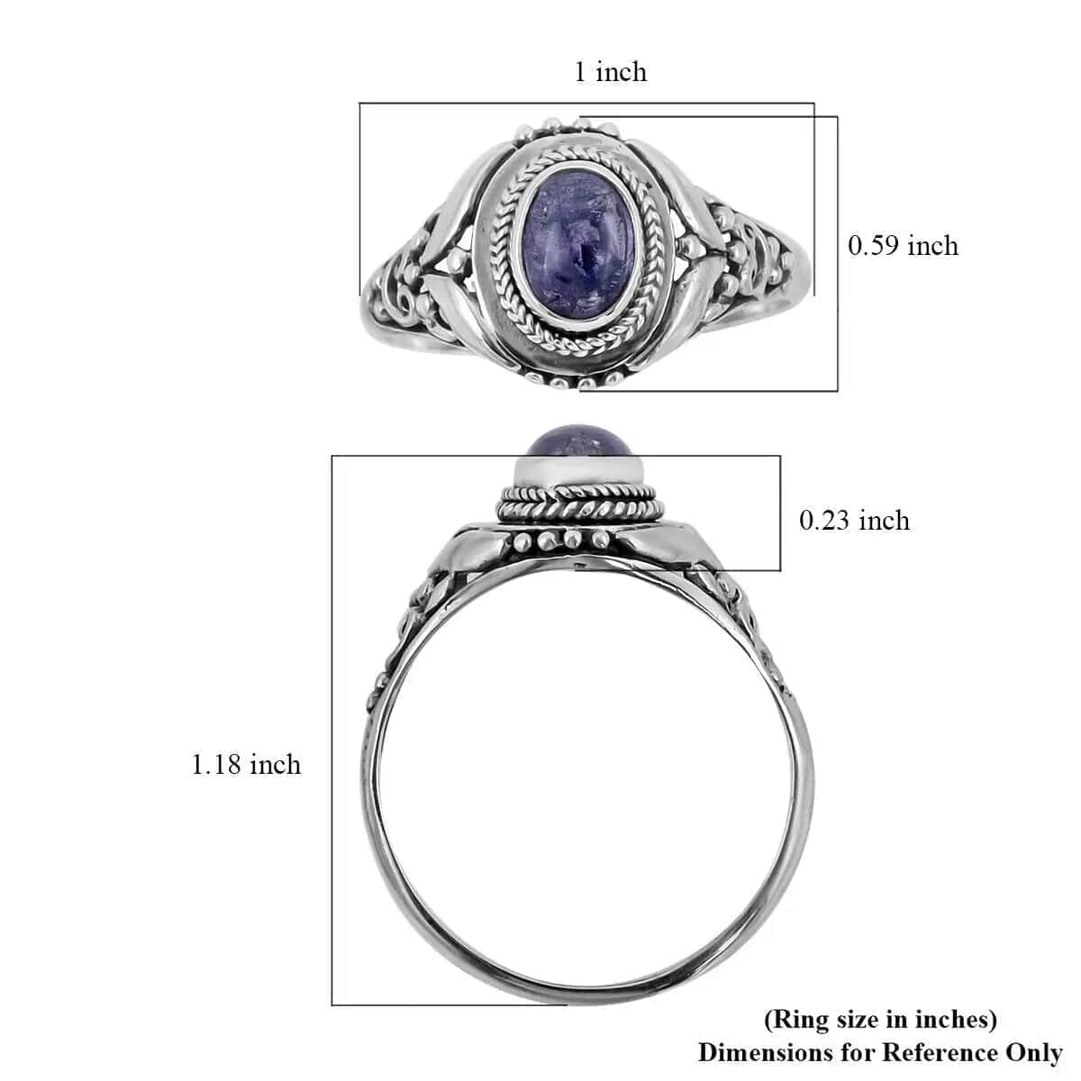 Mother’s Day Gift Bali Legacy Tanzanite Solitaire Ring in Sterling Silver Ring, Tanzanite Jewelry, Gifts For Her 1.50 ctw {Size 5.0) image number 7