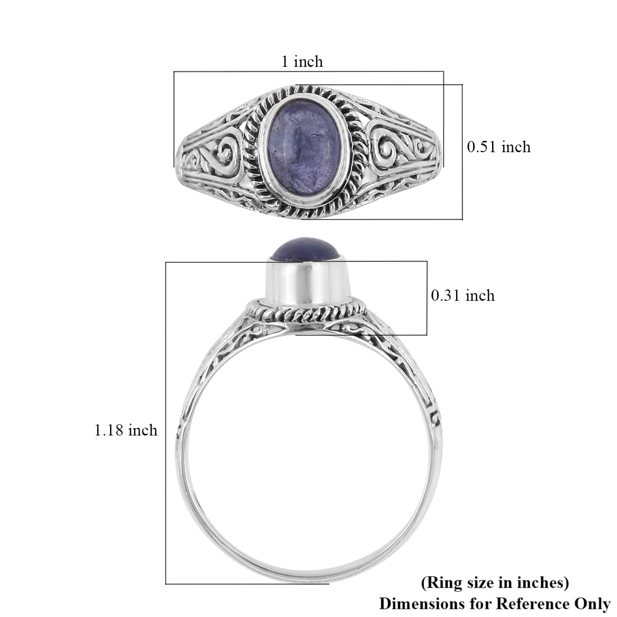 BALI LEGACY Tanzanite Ring in Sterling Silver (Size 7.0) 1.50 ctw image number 5