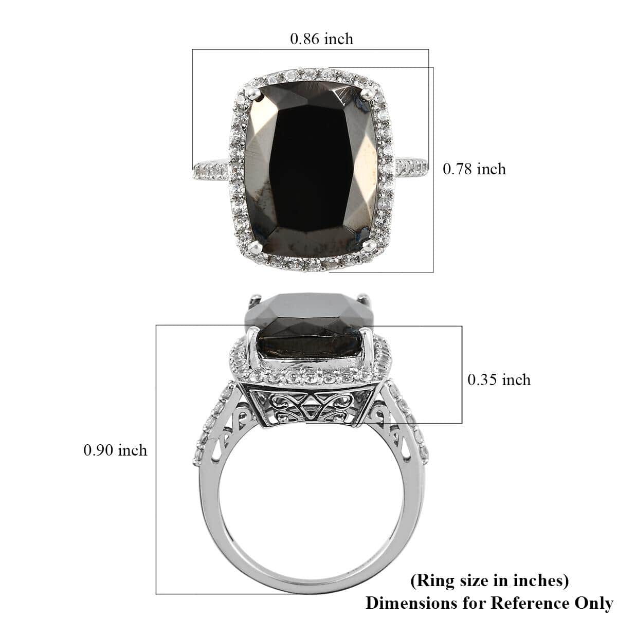 Elite Shungite and Natural White Zircon Halo Ring in Platinum Over Sterling Silver (Size 7.0) 7.75 ctw image number 5
