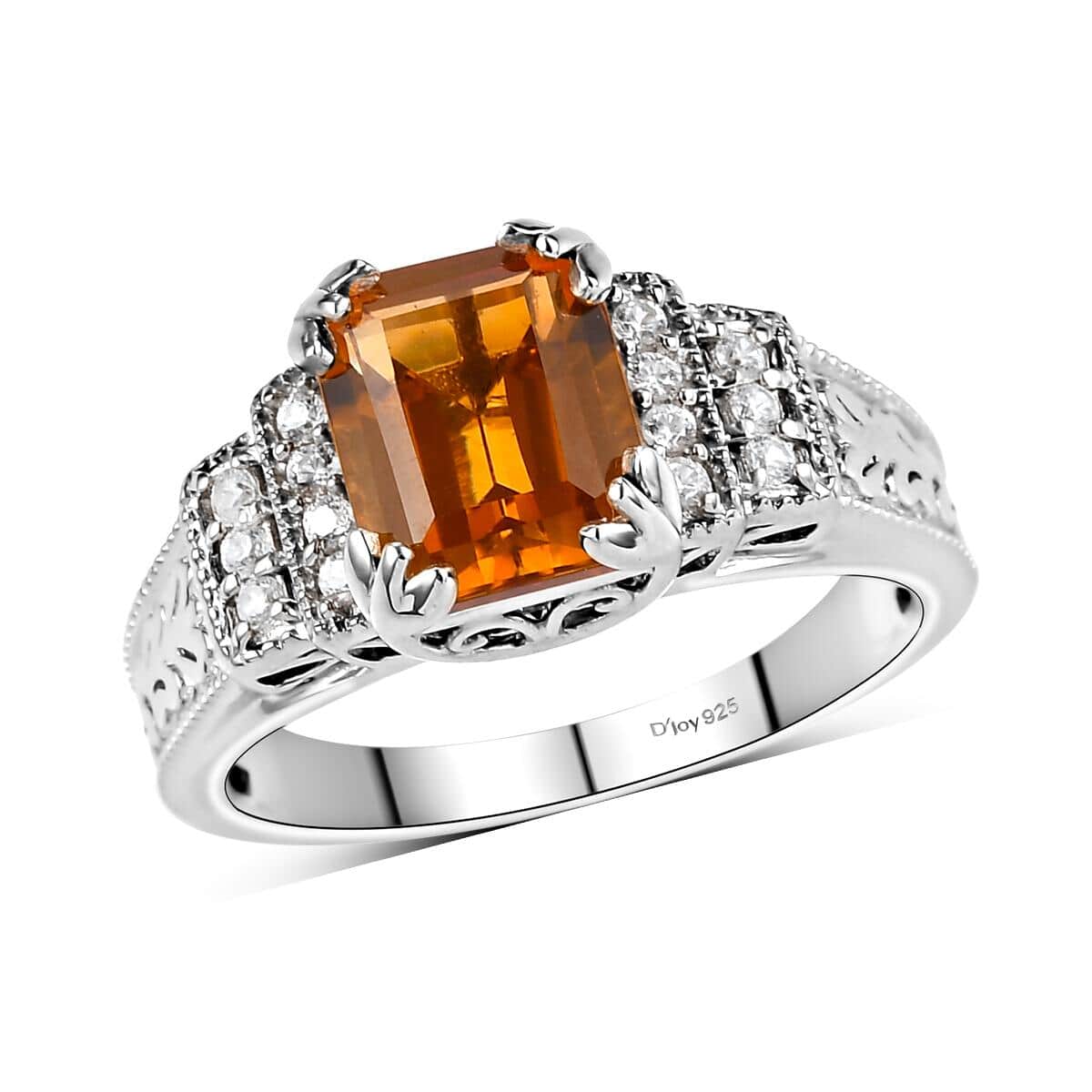 Santa Ana Madeira Citrine and Natural White Zircon Men's Ring in Platinum Over Sterling Silver (Size 14.0) 3.50 ctw image number 0