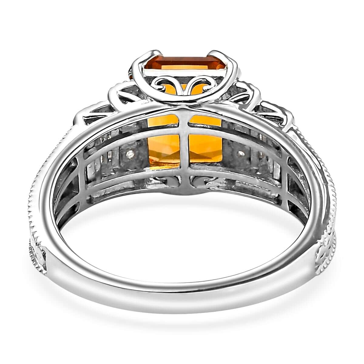 Santa Ana Madeira Citrine and Natural White Zircon Men's Ring in Platinum Over Sterling Silver (Size 14.0) 3.50 ctw image number 4