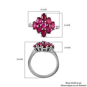 Niassa Ruby (FF) 2.96 ctw Cluster Ring in Platinum Over Sterling Silver (Size 10)