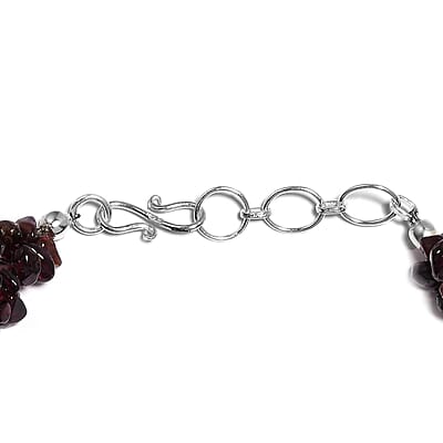 Mozambique Garnet Chips Twisted Bracelet in Platinum Over Sterling Silver (7.25 In) 119.60 ctw