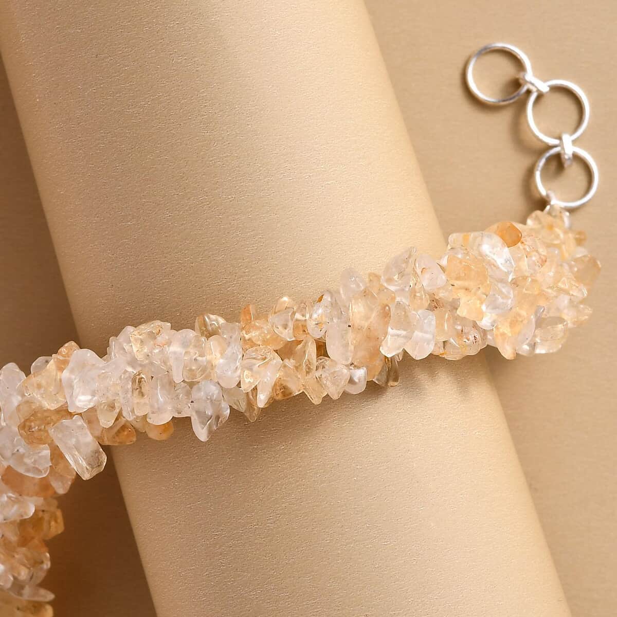 Brazilian Citrine Chips Twisted Bracelet in Platinum Over Sterling Silver (7.25 In) 105.30 ctw image number 1
