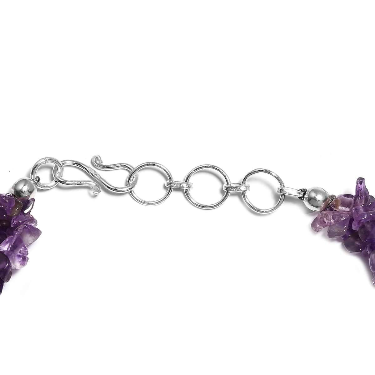 Amethyst Chips Twisted Bracelet in Platinum Over Sterling Silver (7.25 In) 80.65 ctw image number 3