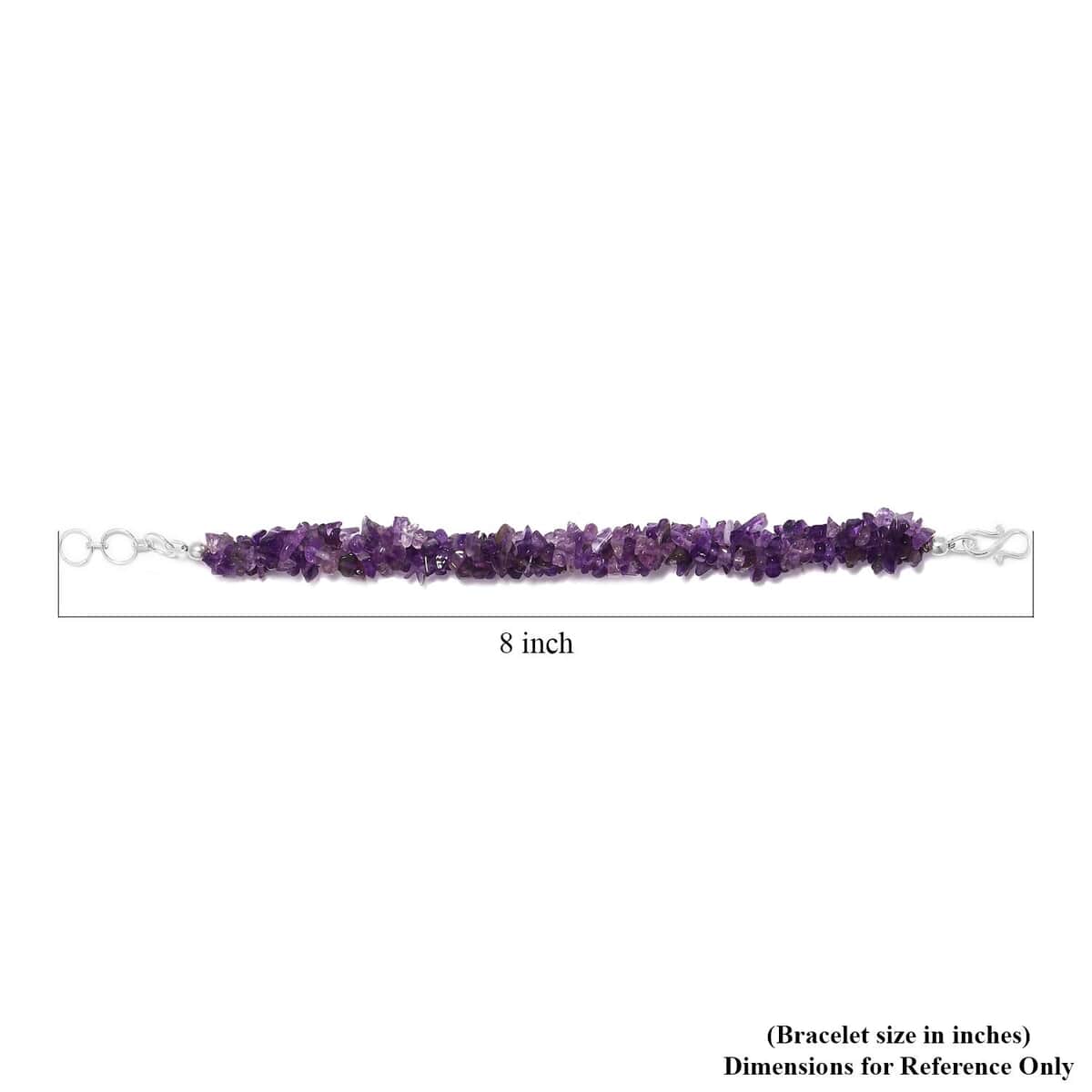 Amethyst Chips Twisted Bracelet in Platinum Over Sterling Silver (7.25 In) 80.65 ctw image number 4