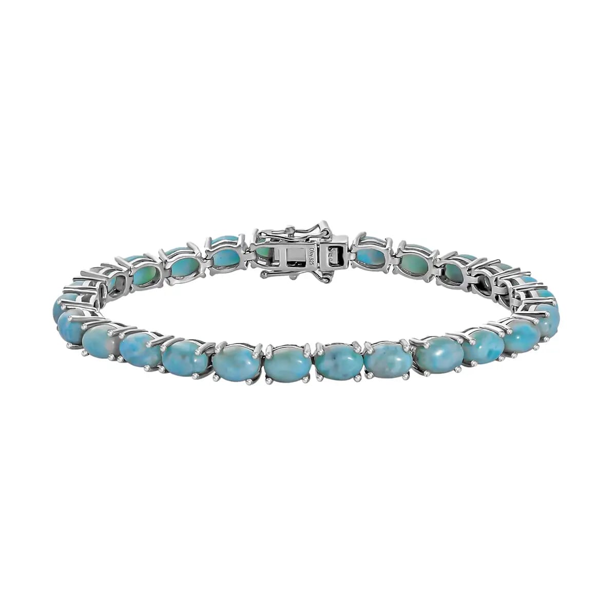 One Time Only Larimar Tennis Bracelet in Platinum Over Sterling Silver (8.00 In) 13 Grams 25.40 ctw image number 0