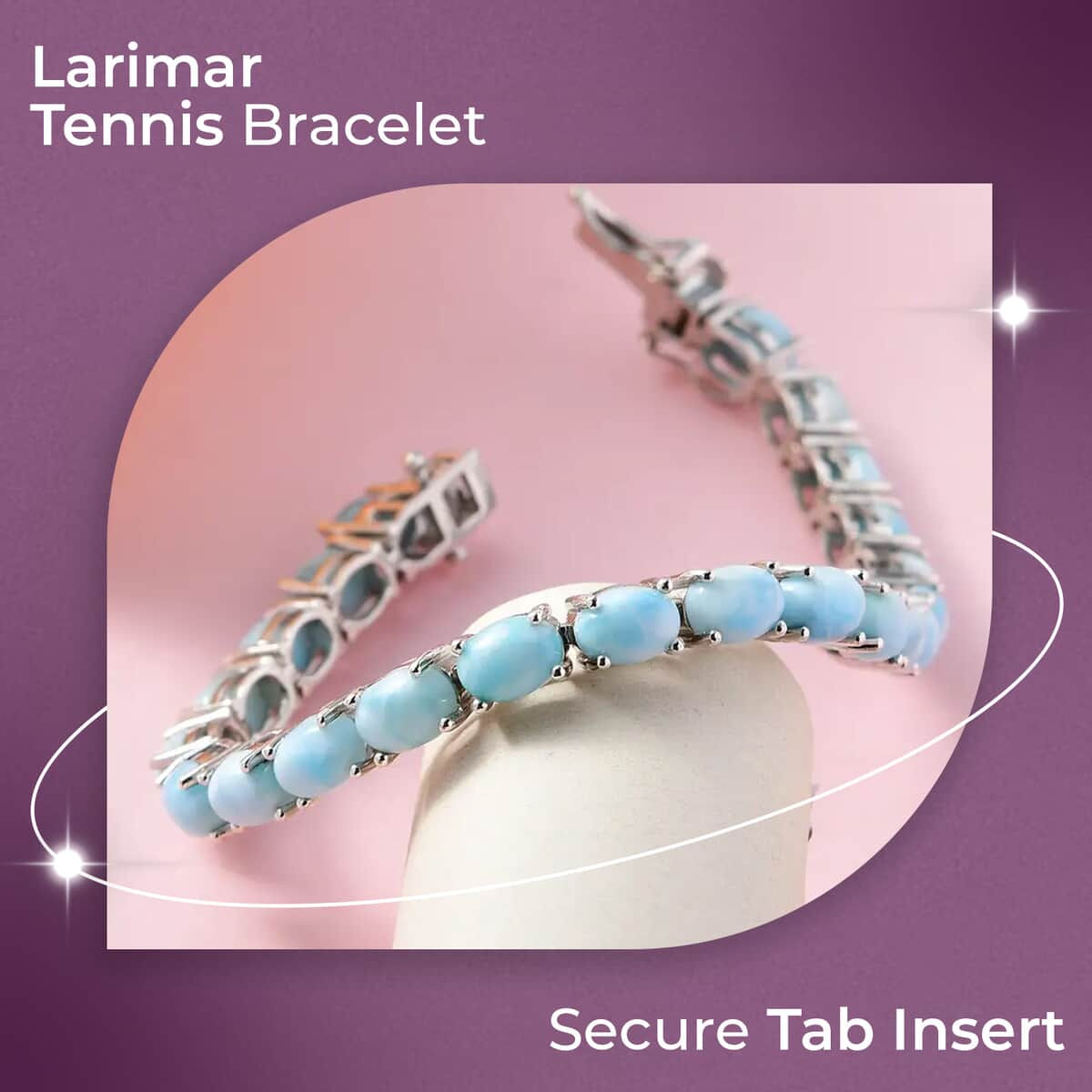 One Time Only Larimar Tennis Bracelet in Platinum Over Sterling Silver (8.00 In) 13 Grams 25.40 ctw image number 1