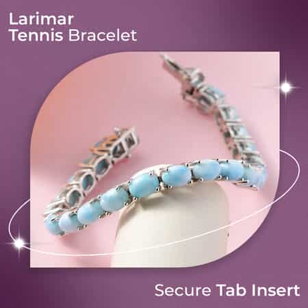Larimar Bracelet in Platinum Over Sterling Silver, Silver Tennis Bracelet, Wedding, Anniversary Gift for Her (6.50 In) 19.75 ctw image number 1