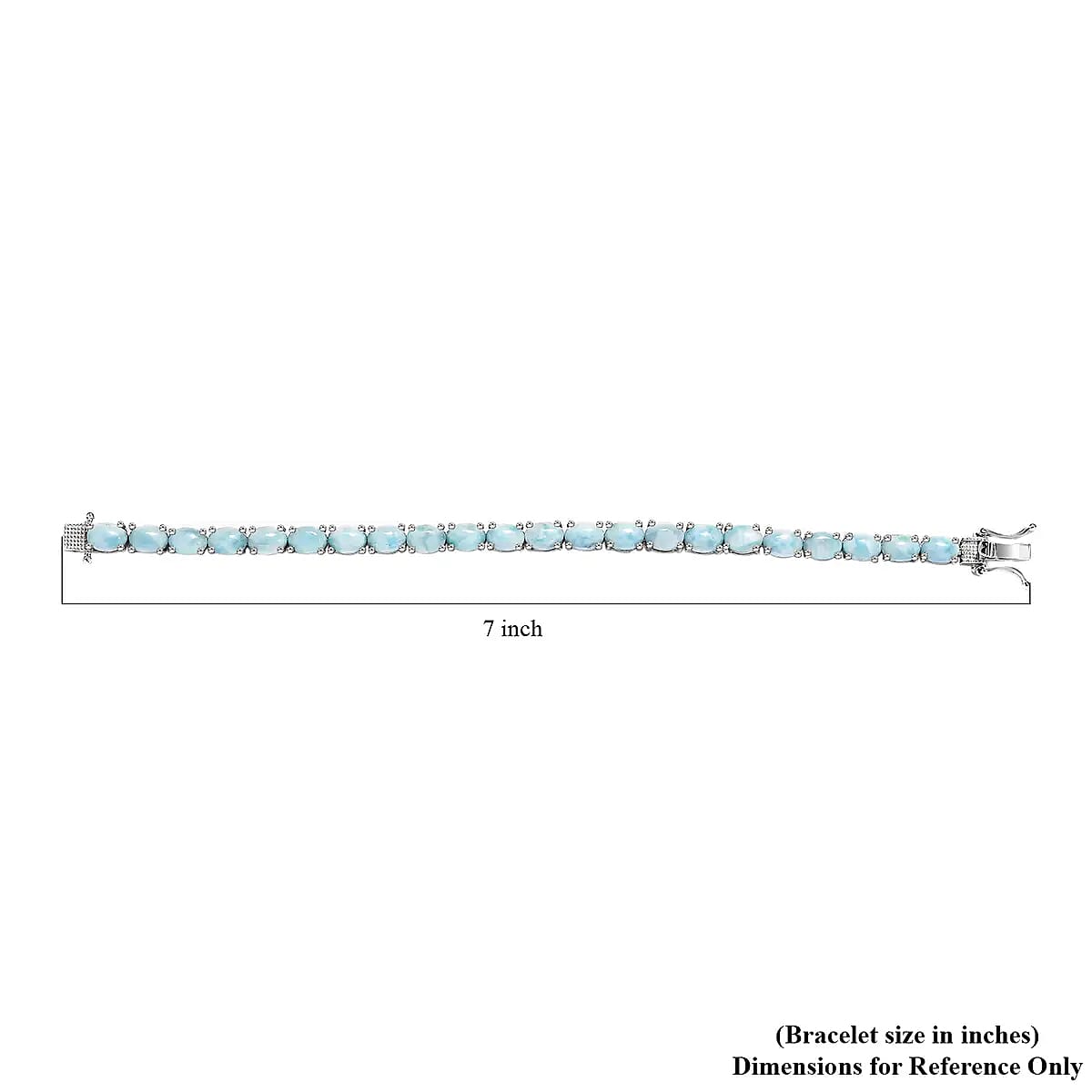 Larimar Bracelet in Platinum Over Sterling Silver, Silver Tennis Bracelet, Wedding, Anniversary Gift for Her (6.50 In) 19.75 ctw