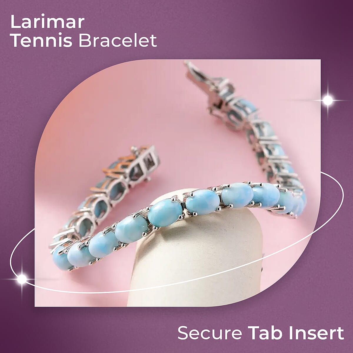 Larimar Bracelet in Platinum Over Sterling Silver, Silver Tennis Bracelet, Wedding, Anniversary Gift for Her (8.00 In) 24.15 ctw image number 1