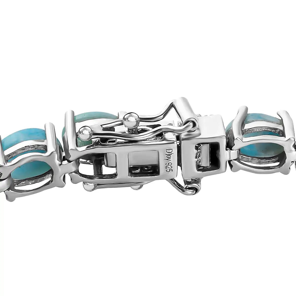 Larimar Bracelet in Platinum Over Sterling Silver, Silver Tennis Bracelet, Wedding, Anniversary Gift for Her (8.00 In) 24.15 ctw image number 4