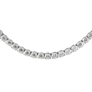 100 Facet Moissanite Necklace in Platinum Over Sterling Silver, Tennis Necklace 35.85 ctw (18 Inches)