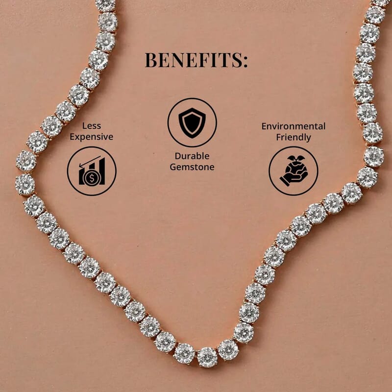 D'Joy 100 Facet Moissanite 35.85 ctw Tennis Necklace in Platinum Over Sterling Silver 18 Inches