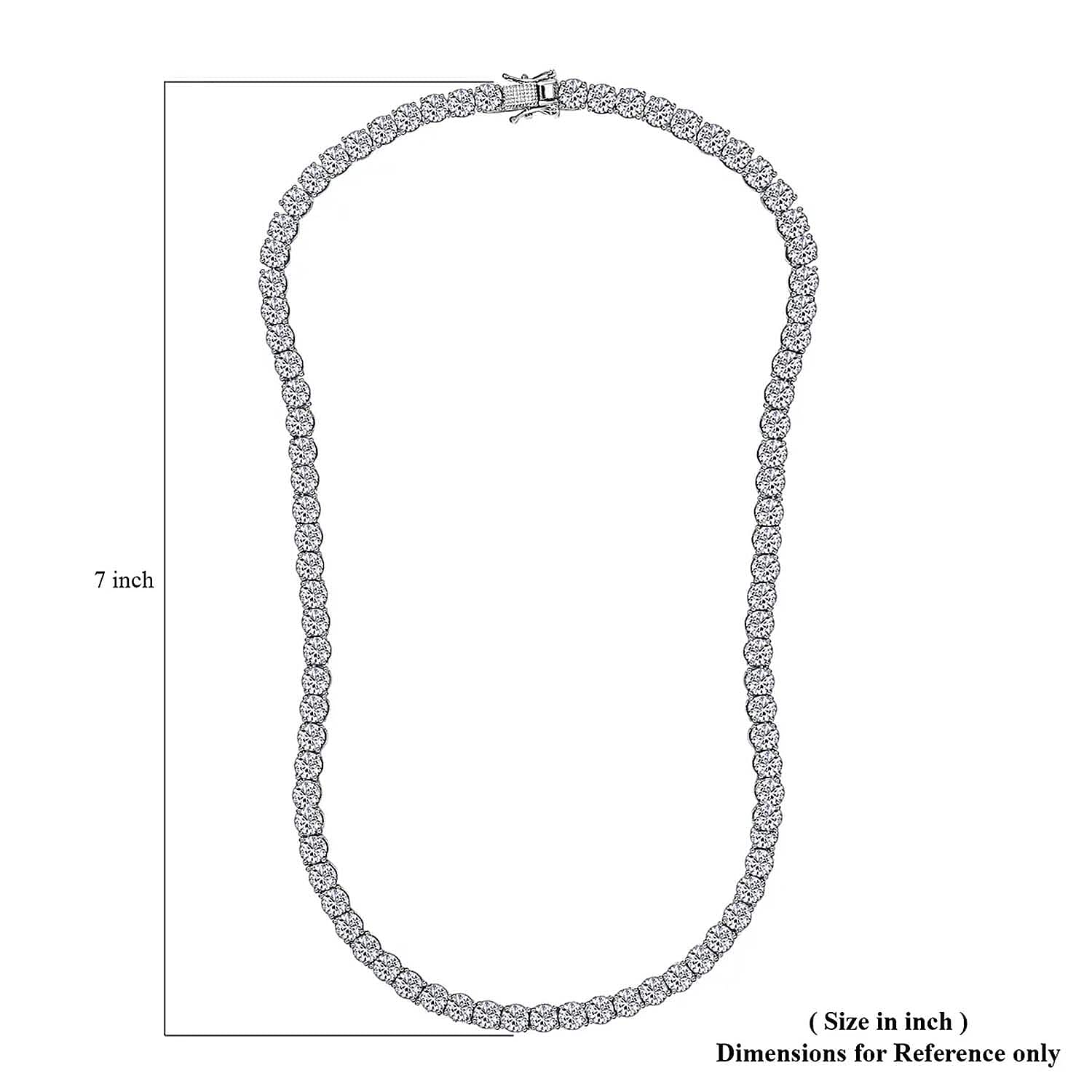 D'Joy 100 Facet Moissanite 35.85 ctw Tennis Necklace in Platinum Over Sterling Silver 18 Inches