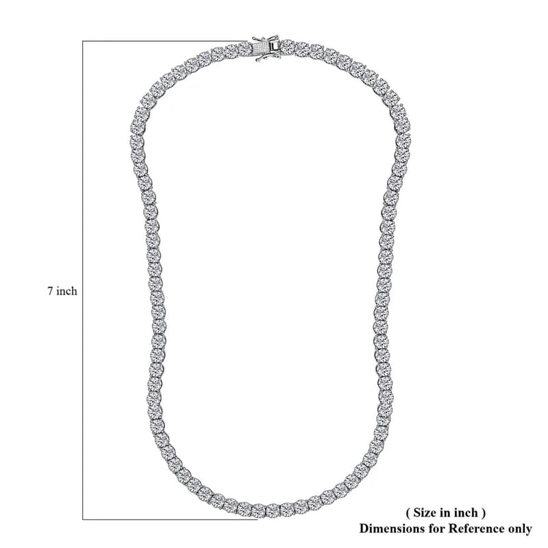 D'Joy 100 Facet Moissanite 35.85 ctw Tennis Necklace in Platinum Over Sterling Silver 18 Inches