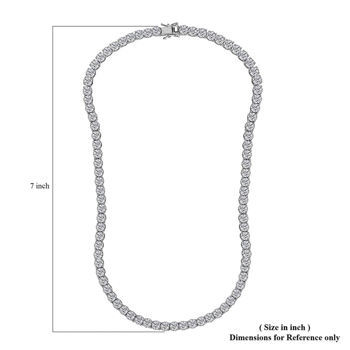 100 Facet Moissanite VS-EF Tennis Necklace 18 Inches in Platinum Over Sterling Silver 20.35 Grams 40.35 ctw image number 6