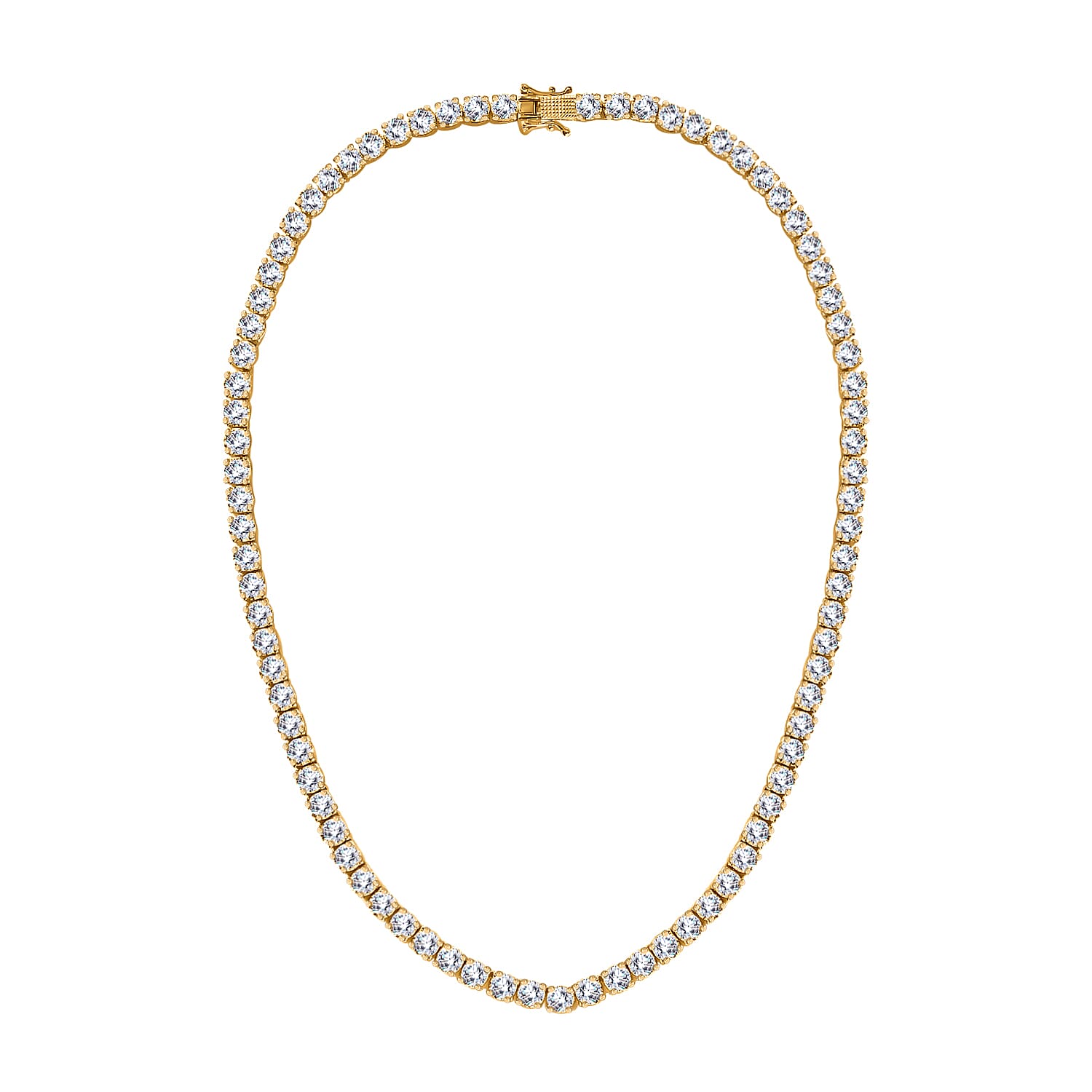 D'Joy 100 Facet Moissanite 39.65 ctw Tennis Necklace in Vermeil Yellow Gold Over Sterling Silver 18 Inches