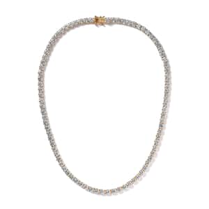 100 Facet Moissanite Tennis Necklace in Vermeil YG Over Sterling Silver, Tennis Necklace 40.35 ctw (18 Inches)