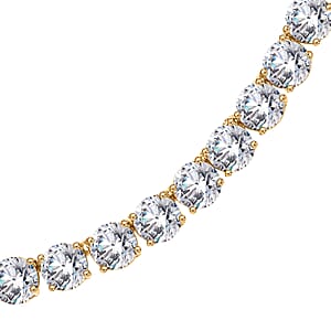 D'Joy 100 Facet Moissanite 39.65 ctw Tennis Necklace in Vermeil Yellow Gold Over Sterling Silver 18 Inches 