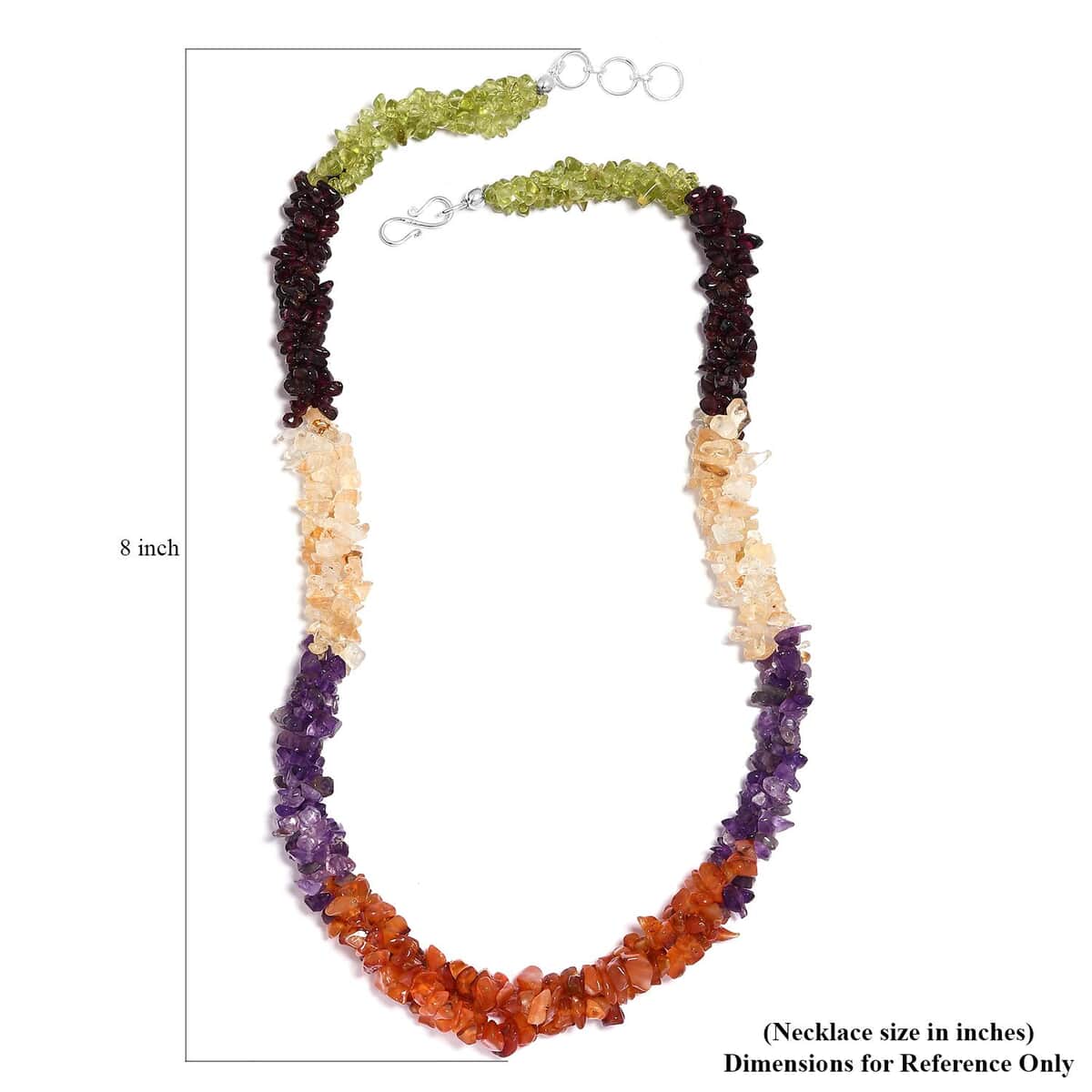 Multi Gemstone Chips Twisted Necklace 20 Inches in Platinum Over Sterling Silver 297.80 ctw image number 5