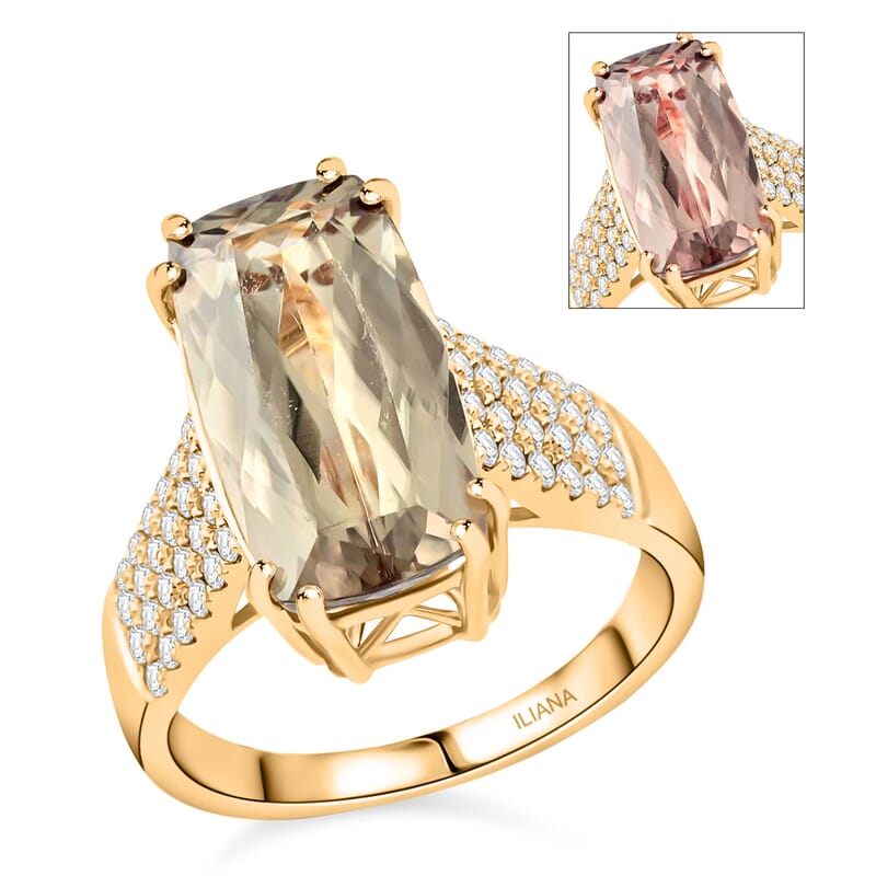 Certified & Appraised Iliana 18K Yellow Gold AAA Turkizite and G-H SI Diamond Ring (Size 7.0) 5.10 ctw