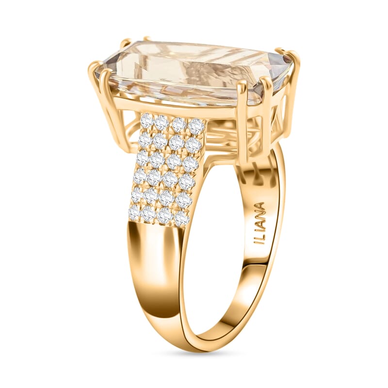 Certified & Appraised Iliana 18K Yellow Gold AAA Turkizite and G-H SI Diamond Ring (Size 7.0) 5.10 ctw