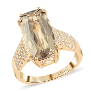 Certified & Appraised Iliana 18K Yellow Gold AAA Turkizite and G-H SI Diamond Ring (Size 8.0) 5.10 ctw