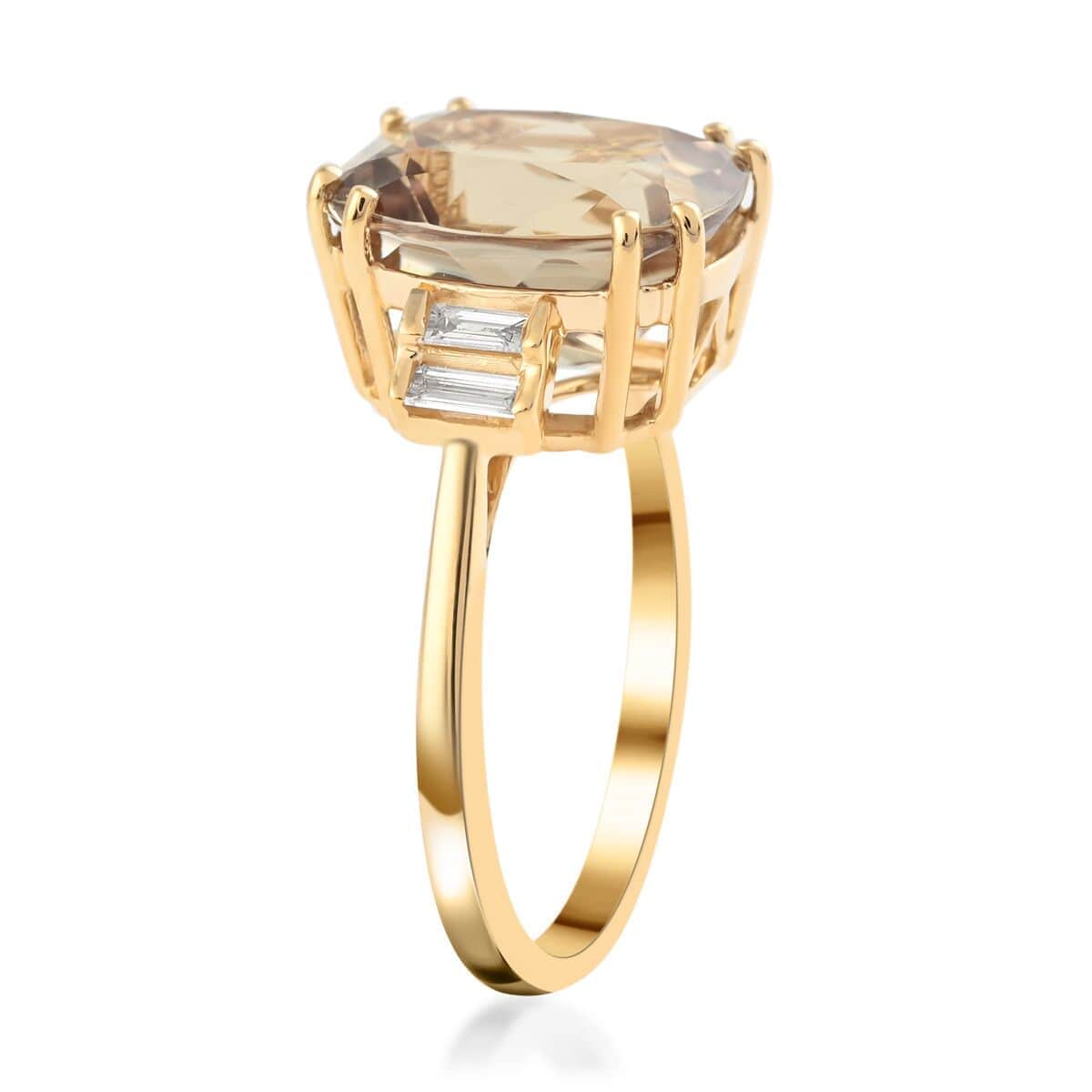 Certified and Appraised Iliana 18K Yellow Gold AAA Turkizite and G-H SI Diamond Ring 5.10 ctw image number 2