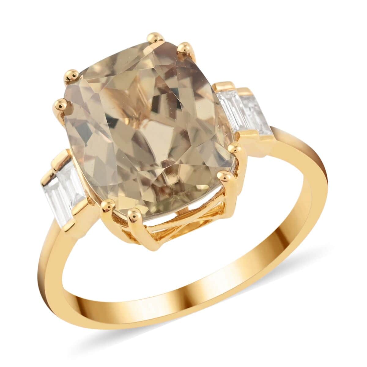 Certified and Appraised Iliana 18K Yellow Gold AAA Turkizite and G-H SI Diamond Ring (Size 7.0) 3.25 Grams 5.10 ctw image number 0